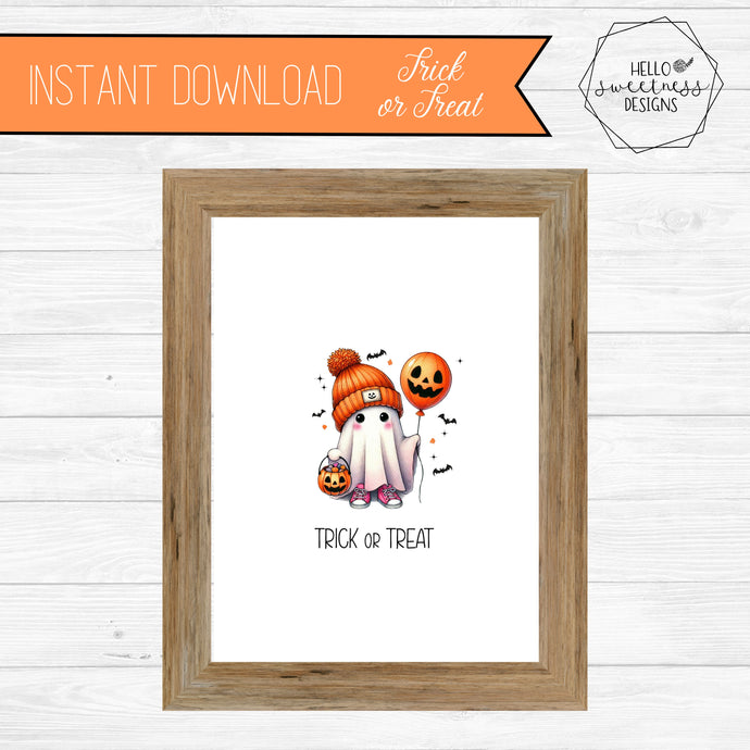 Trick or Treat Cute Ghost- Printable / Digital Download