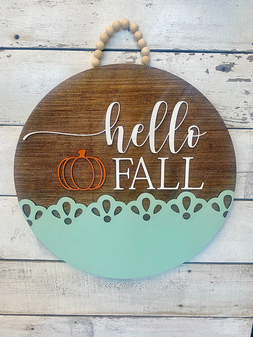 Hello Fall Door Hanger Round